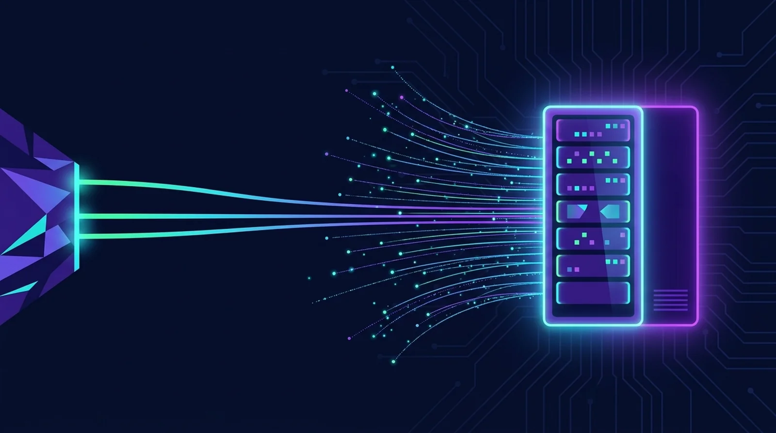 Server rack receiving streams of AI crawler requests