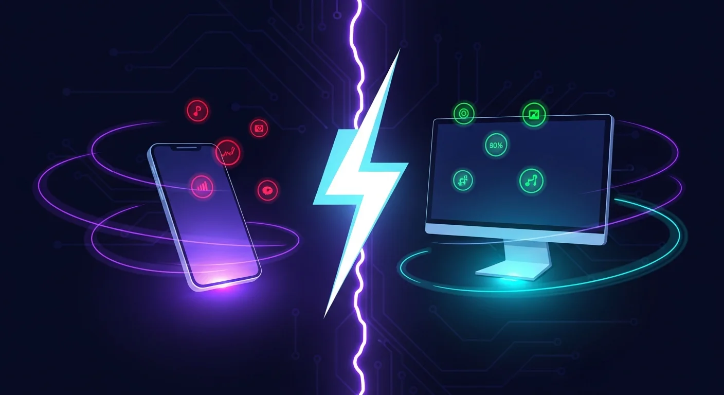 Split screen showing mobile and desktop Core Web Vitals scores side by side