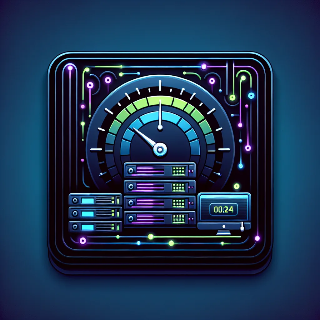 Illustration of a server rack streaming data to a browser window with a stopwatch measuring fast response time